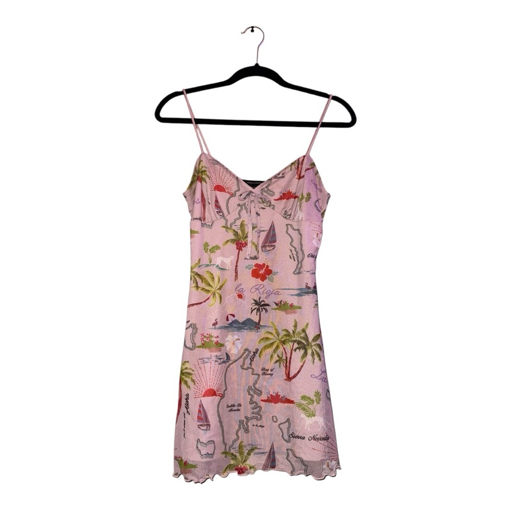 URBAN Outfitters Women’s Elodie Pink Beach Tropical Printed Mini Dress